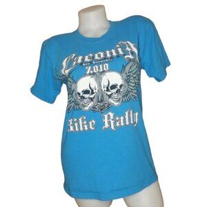 Laconia Bike Rally Week 2010 Bright Blue T Shirt Womens Size Small